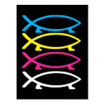 cmyk darwin fishes postcards