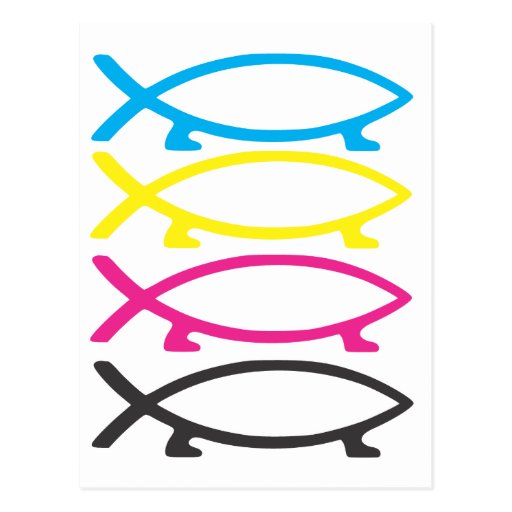 cmyk darwin fishes postcards