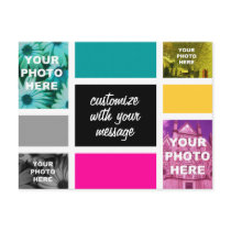 CMYK Mondrian-esque Colorblock Photo Collage Post Card