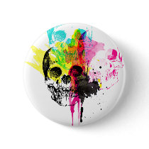 CMYK Skull Button by spinsugar CMYK Skull Button
