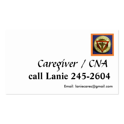 CNA / Caregiver  business card template (front side)