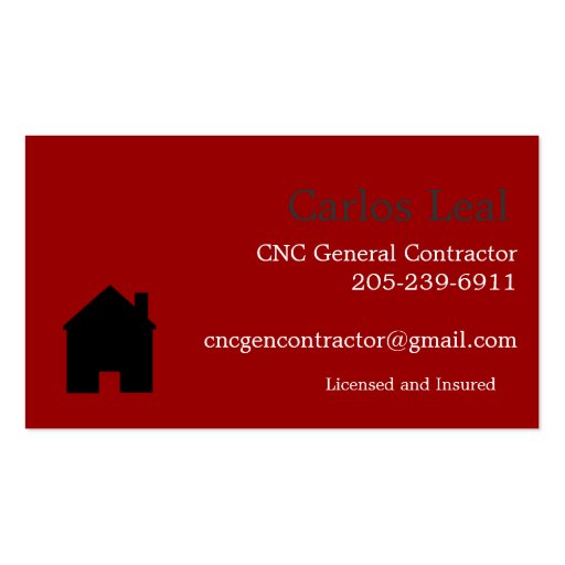 CNC General Contractor Business Cards (back side)