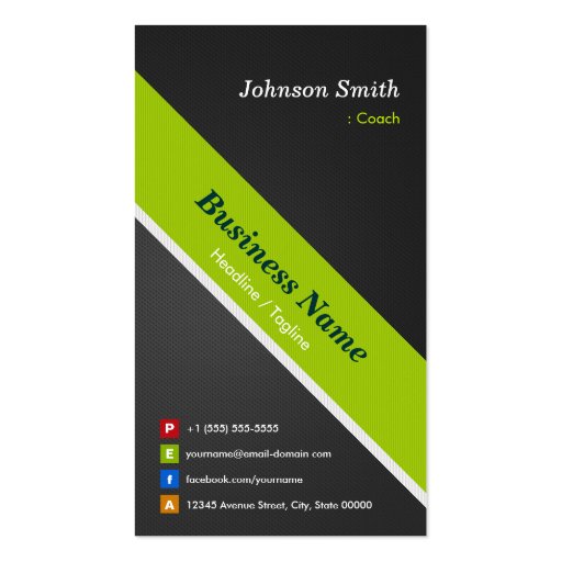 Coach - Premium Black and Green Business Card Template