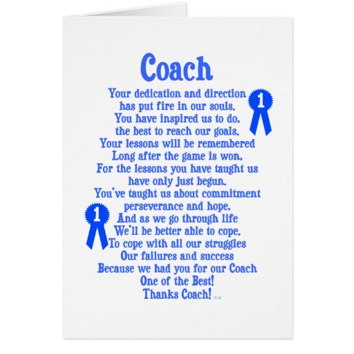 Coach Thank You Card Zazzle