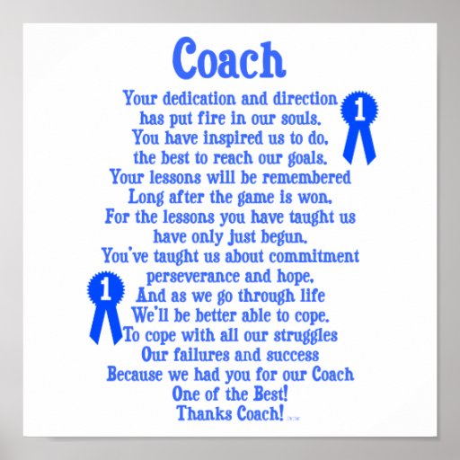 Coach Thank You Print Zazzle