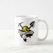 coal miner hat shovel spade pickax scroll coffee mug
