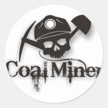 coal miner round stickers