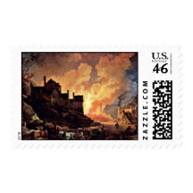 Coalbrookdale At Night By Philipp Jakob Postage Stamps
