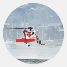 Coast Guard Helicopter Round Sticker