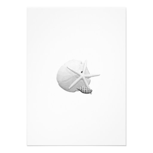 Coastal Black & White Shell Wedding Invitations