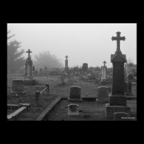 Coastal California Cemetery Black and White posters