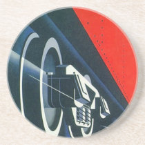 Coaster ~ Art Deco Style Train Locomotive Wheels coasters