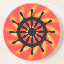 Coaster - Black Ships helm with spiral background