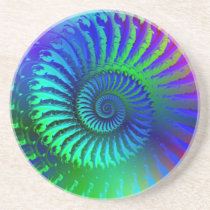Coaster - Psychedelic Fractal blue terquoise