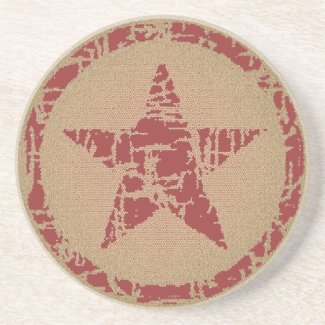 Coaster, Star in Circle, spice Red w/Gold accent