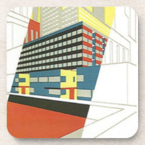 Coaster Vintage Deco Skyscraper Concrete City Town cork coasters
