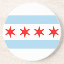 Coaster with Flag of Chicago, Illinois, USA