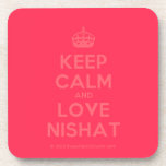 [Crown] keep calm and love nishat  Coasters (Cork)