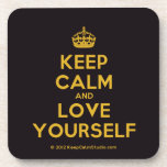 [Crown] keep calm and love yourself  Coasters (Cork)