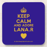 [Crown] keep calm and adore lana.r [Love heart]  Coasters (Cork)