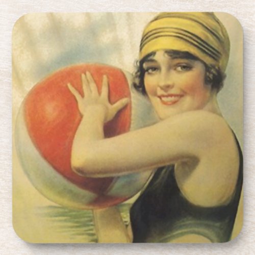 Coasters Vintage Evening Beach Ball Flapper Cloche