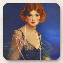 Coasters Vintage Midnight Blue Flapper Fashions