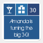 Cobalt Birthday Icon Grid Sticker