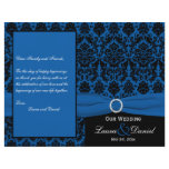 Cobalt Blue and Black Damask Wedding Program flyers