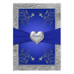 Cobalt Blue and Pewter Heart Enclosure Card Business Card Template