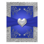 Cobalt Blue and Pewter Heart RSVP Card Custom Announcements