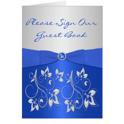 Cobalt Blue and Silver Floral Reception Table Card by NiteOwlStudio
