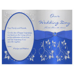 Cobalt Blue and Silver Floral Wedding Program Custom Flyer