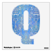 Cobalt Blue and White Damask Letter Room Sticker