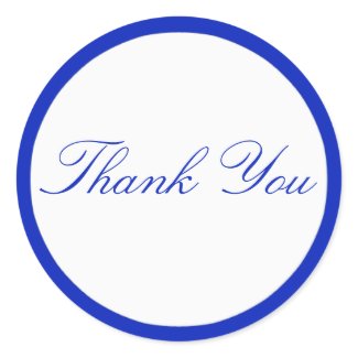 Cobalt Blue and White Thank You Sticker sticker