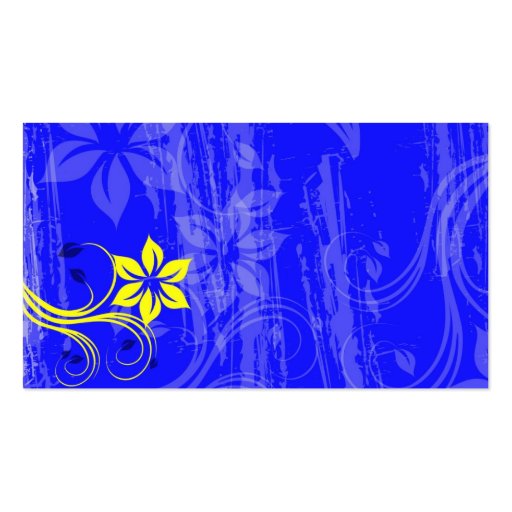 Cobalt Blue and Yellow Swirl Wedding Placecards Business Card (back side)
