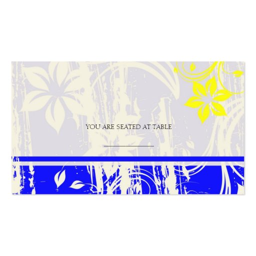 Cobalt Blue and Yellow Swirl Wedding Placecards Business Card