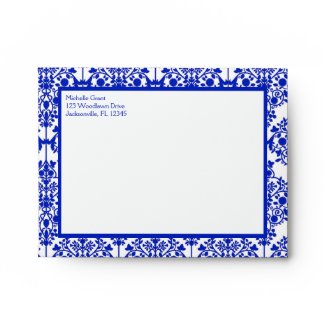 Cobalt Blue Damask Envelope for Thank You Note envelope