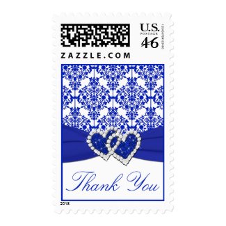 Cobalt Blue Damask Thank You Postage stamp