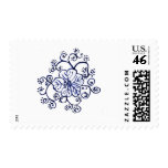 Cobalt Blue Flower Scroll Stamp