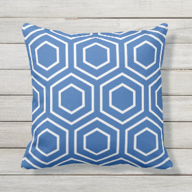 Cobalt Blue Geometric Pattern Outdoor Pillows