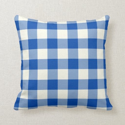 Cobalt Blue Gingham Throw Pillow Zazzle