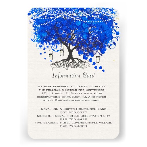 Cobalt Blue Heart Leaf Tree Wedding Custom Invitation