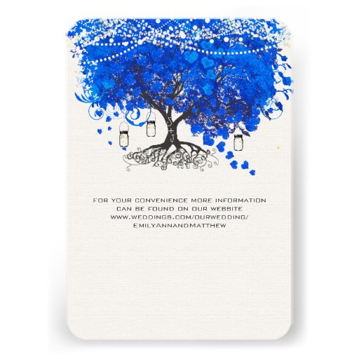 Cobalt Blue Heart Leaf Tree Wedding Custom Invitation