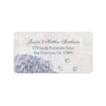 Cobalt blue hydrangea flower wedding address label