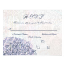 Cobalt blue hydrangea flower wedding RSVP card