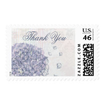 Cobalt blue hydrangea flower wedding thank you postage