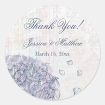 Cobalt blue hydrangea flower wedding thank you round sticker