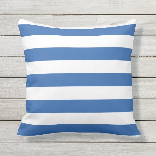 Cobalt Blue Nautical Stripes Outdoor Pillows Zazzle