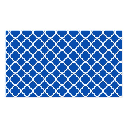 Cobalt Blue Quatrefoil; Retro Chalkboard Business Card (back side)