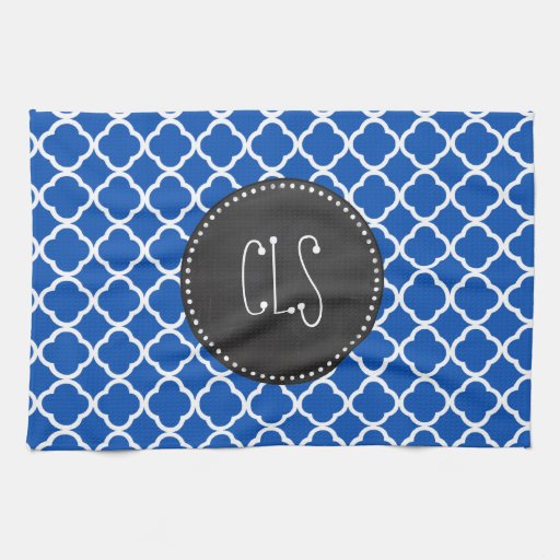Cobalt Blue Quatrefoil; Retro Chalkboard Kitchen Towel